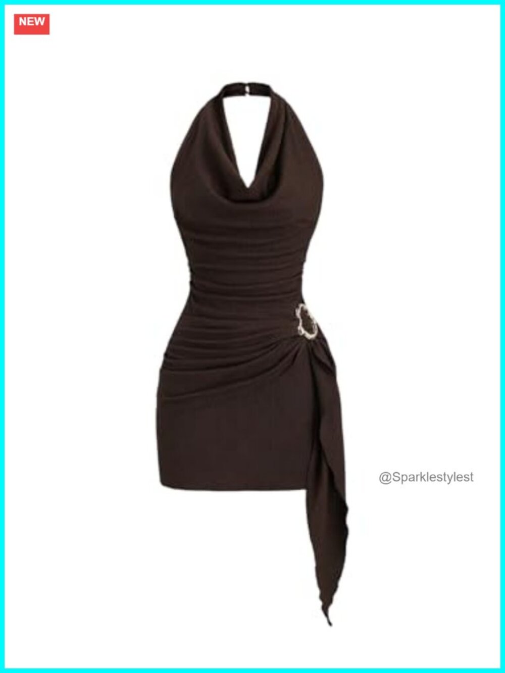 Sexy Cowl Neck Backless Halter Bodycon Mini Dress Ruched Club Night Out